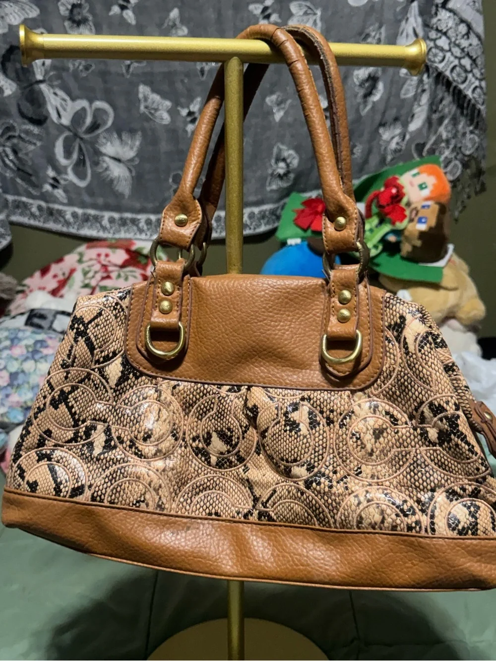 Coach Tan/Brown Signature Jacquard Leather Satchel